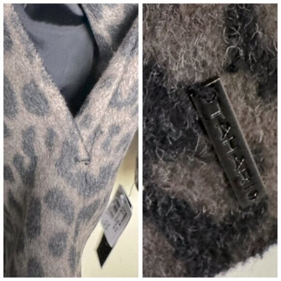 Tahari NEW Ella Leopard Animal Print Wrap Coat Wool Belt Shawl Jacket Pockets XL - Picture 13 of 16